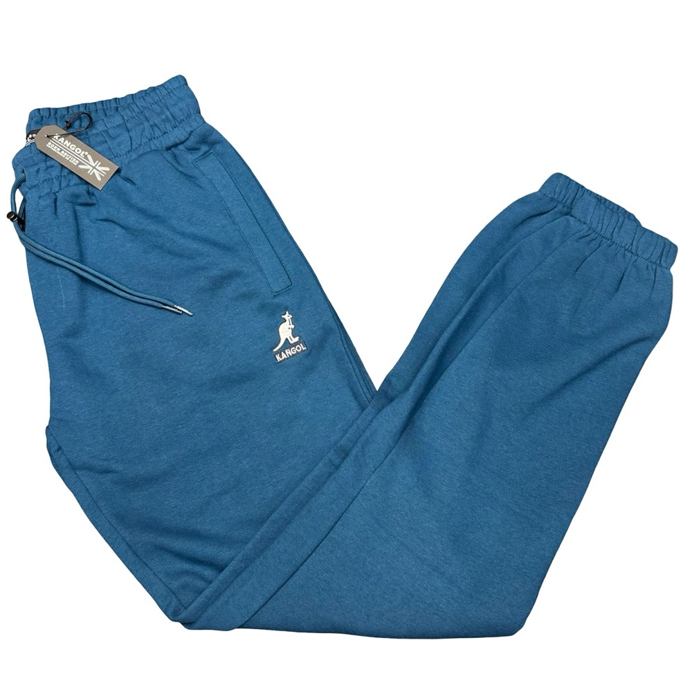 Kangol Blue Sweatpants Small Elastic Waist Side Zip Pocket Logo Streetwear